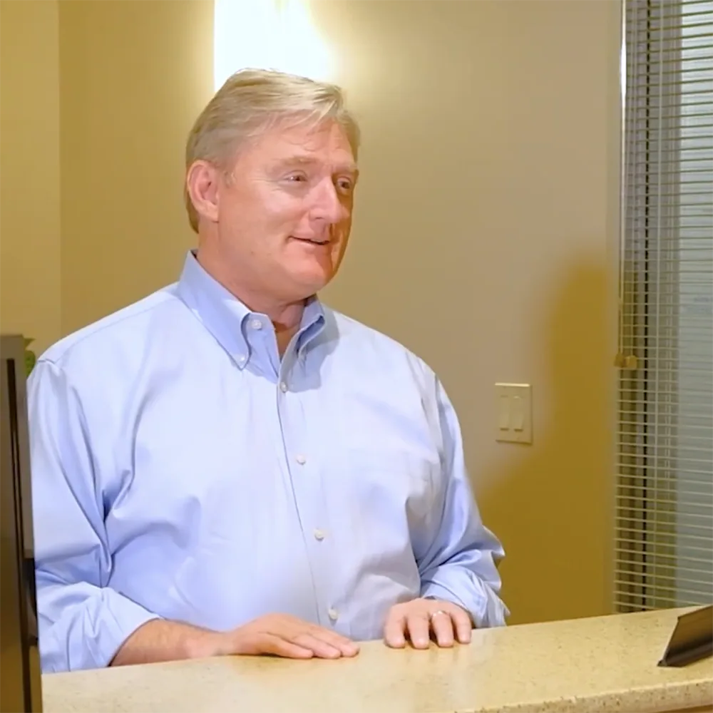 Robert giving a patient testimonial for Dental Implant Center at Walnut Creek